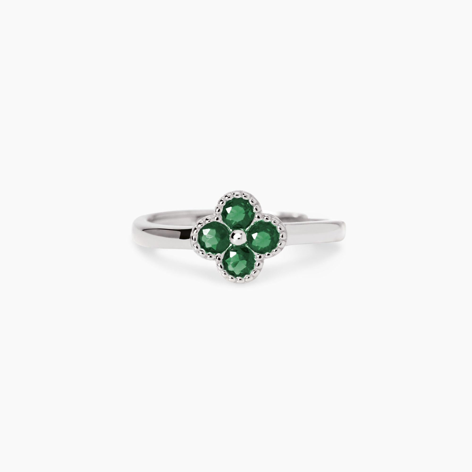 Anello con fiore verde JASMINE