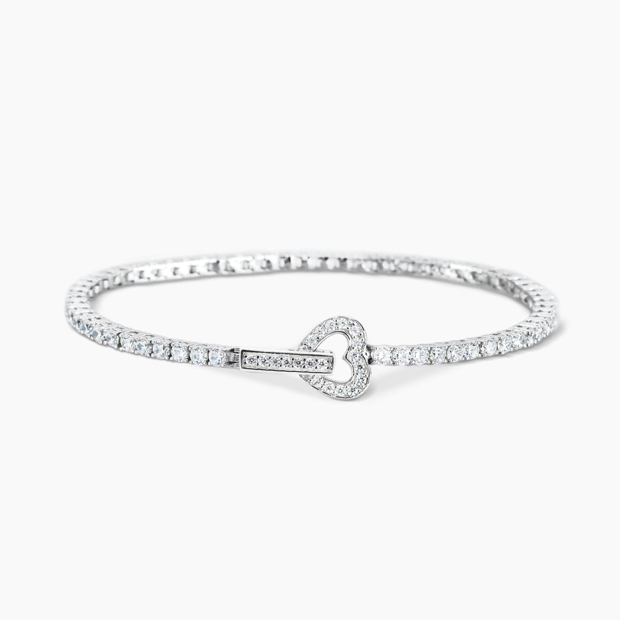 Bracciale tennis con zirconi e chiusura cuore TENNIS CLUB