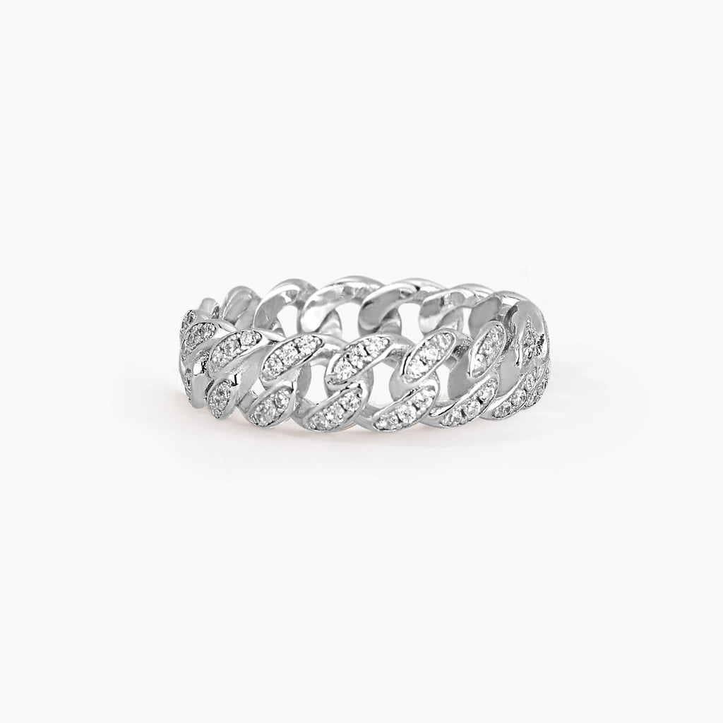 Anello groumette con zirconi a maglie strette GROUMETTE