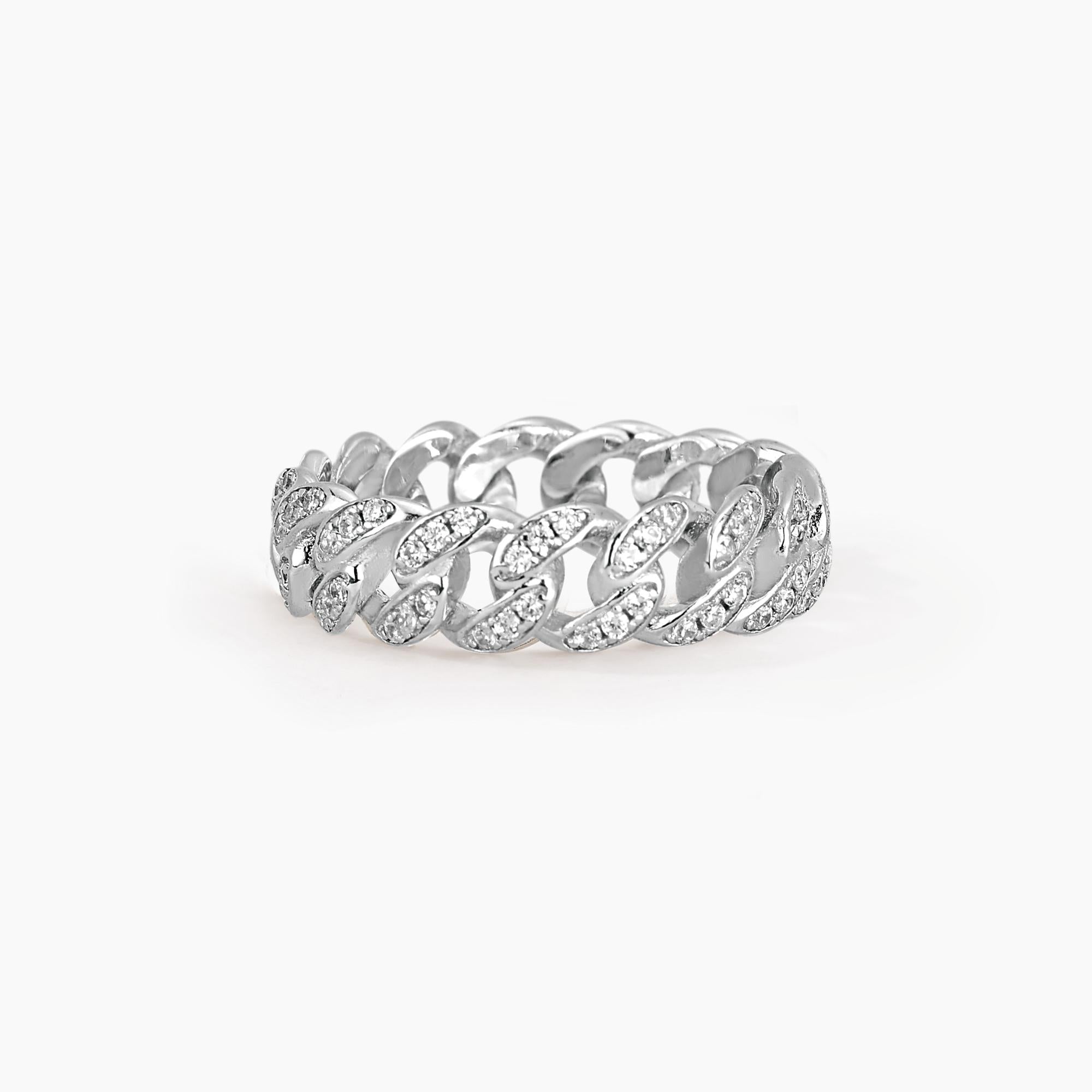 Anello groumette con zirconi a maglie strette GROUMETTE