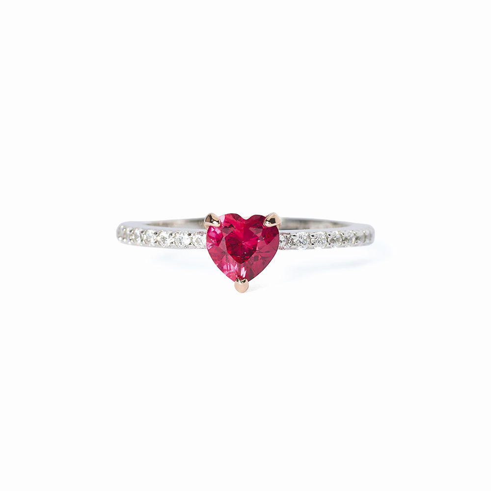Anello Solitario Mabina in Argento con Zirconi e Rubino Sintetico