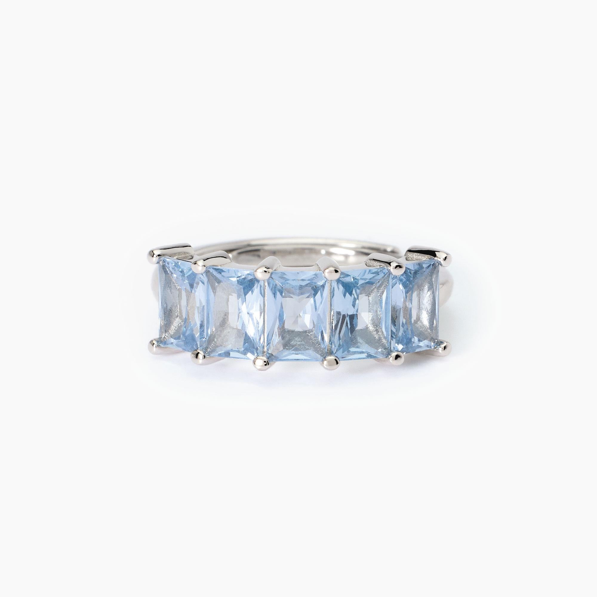 Anello donna in argento con acquamarine sintetiche VALENTINA
