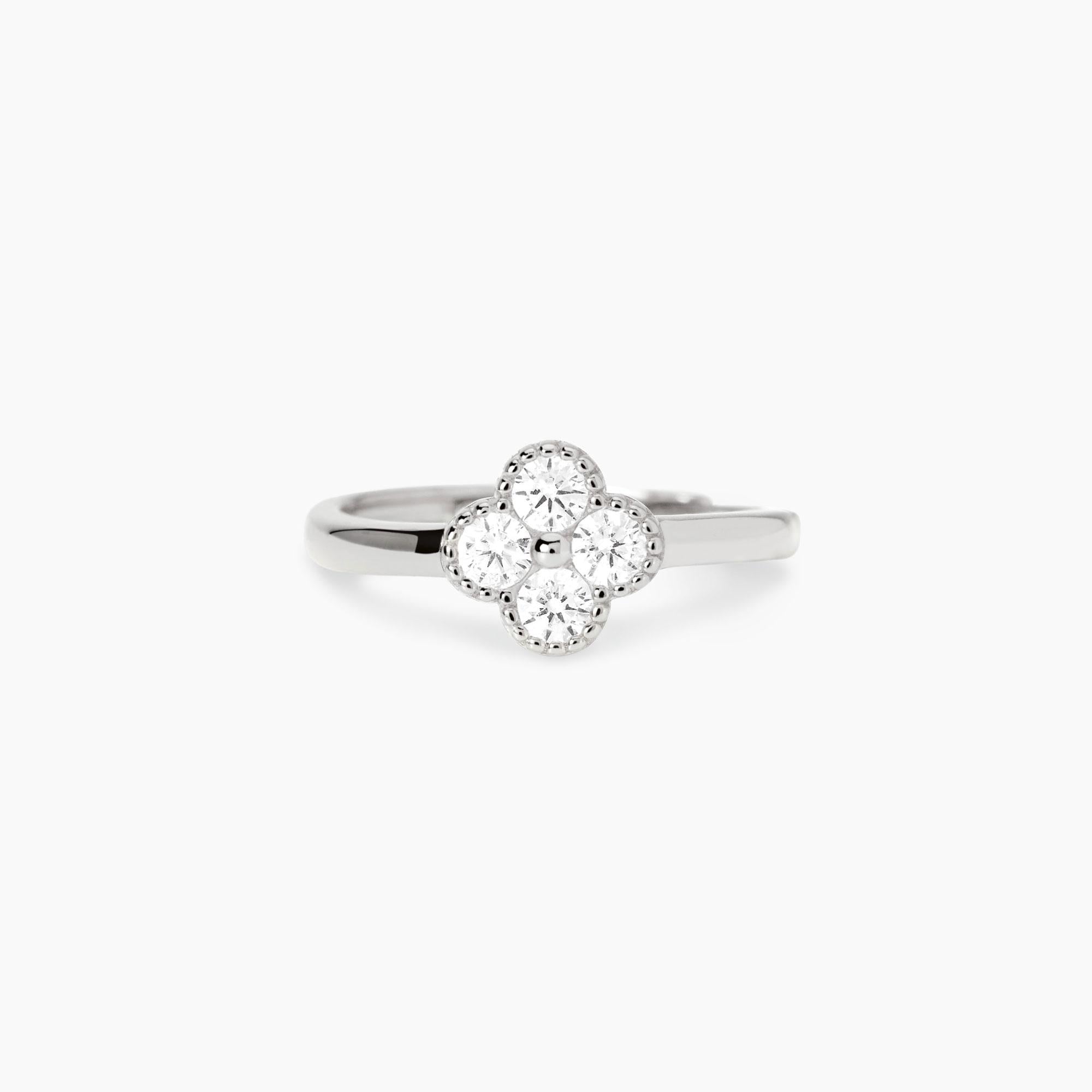 Anello in argento con fiore in zirconi JASMINE