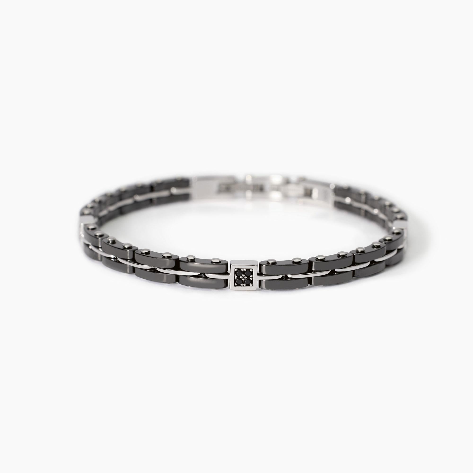 Bracciale con maglie in argento e ceramica OUTSIDE