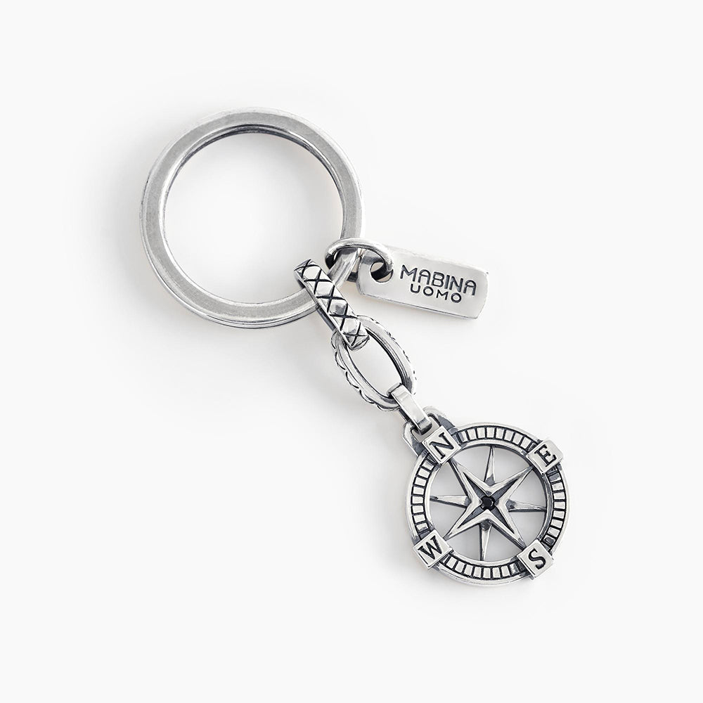 Portachiavi Mabina in Argento con Rosa dei Venti