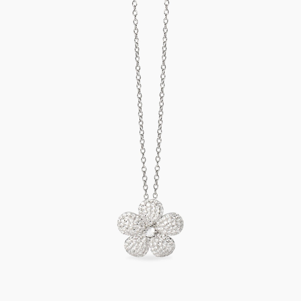 Girocollo in argento con fiore in zirconi