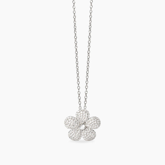 Girocollo in argento con fiore in zirconi