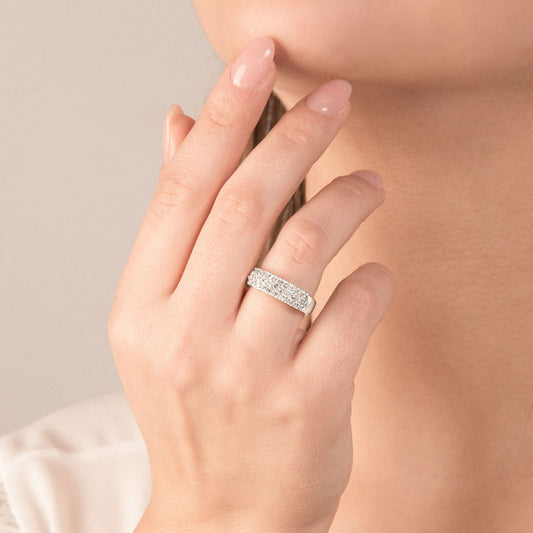 Anello Fascia con Diamante in Oro Bianco