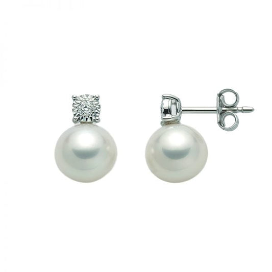 Orecchini in Oro bianco Diamanti e Perle
