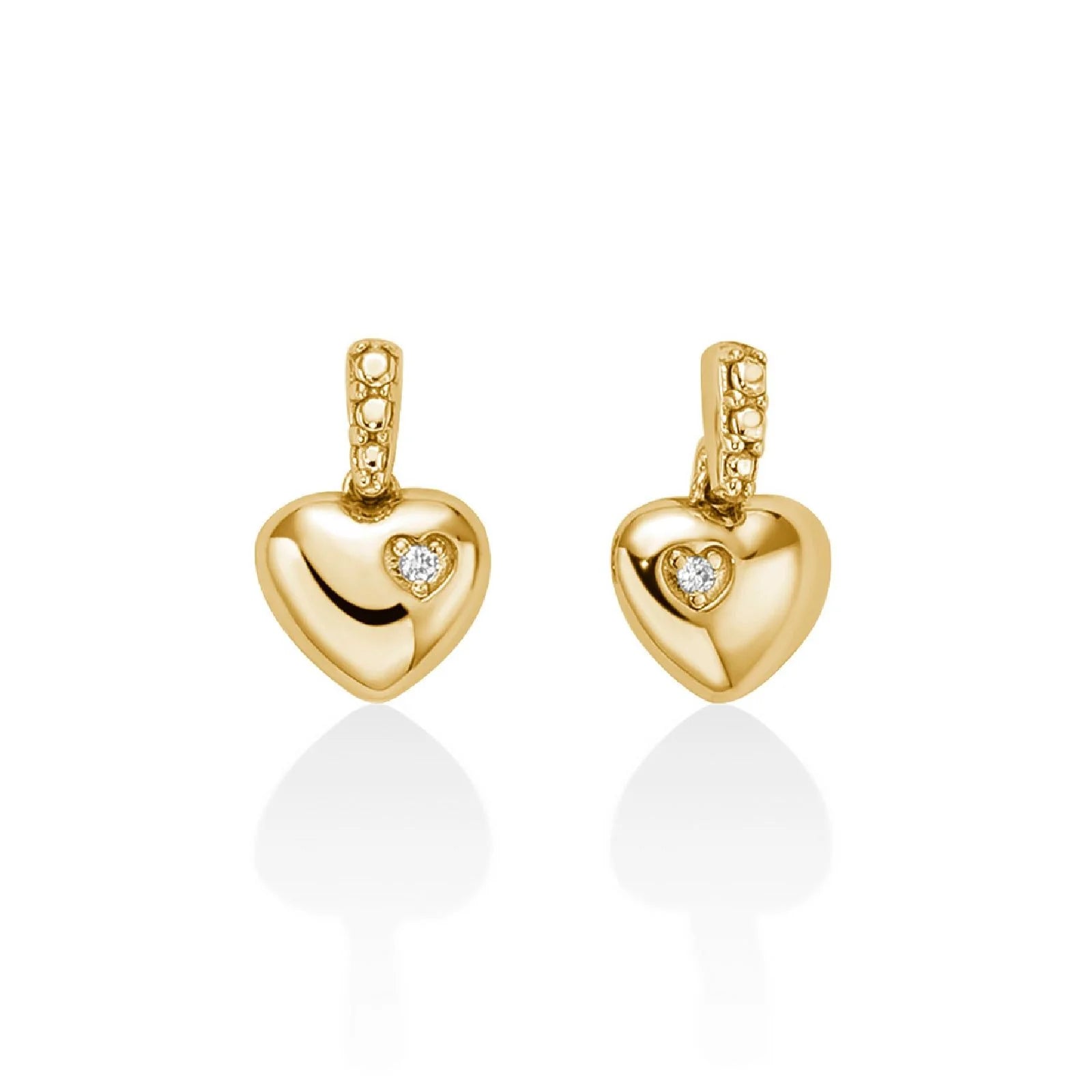 Orecchini Miluna a cuore con diamante in oro 375